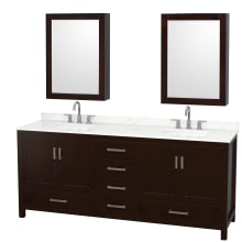 Sheffield 80" Free Standing Double Basin Vanity Set with Cabinet, Quartz Vanity Top, and Medicine Cabinet