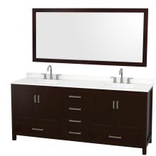 Sheffield 80" Free Standing Double Basin Vanity Set with Cabinet, Quartz Vanity Top, and Framed Mirror