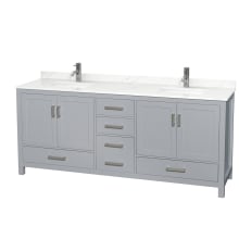 Sheffield 80" Free Standing Double Basin Vanity Set with Cabinet and Quartz Vanity Top