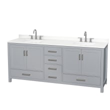 Sheffield 80" Free Standing Double Basin Vanity Set with Cabinet and Quartz Vanity Top