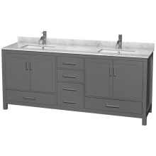 Sheffield 80" Free Standing Double Basin Vanity Set with Cabinet and Marble Vanity Top