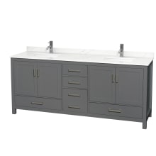 Sheffield 80" Free Standing Double Basin Vanity Set with Cabinet and Quartz Vanity Top