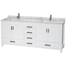 Sheffield 80" Free Standing Double Basin Vanity Set with Cabinet and Marble Vanity Top