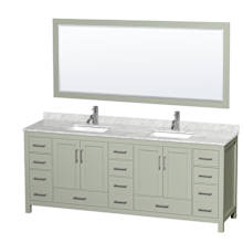 Sheffield 84" Free Standing Double Basin Vanity Set with Cabinet, Marble Vanity Top, and Framed Mirror