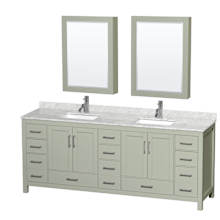 Sheffield 84" Free Standing Double Basin Vanity Set with Cabinet, Marble Vanity Top, and Medicine Cabinets