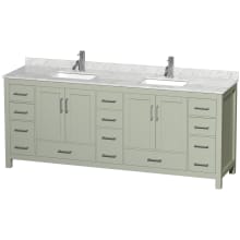 Sheffield 84" Free Standing Double Basin Vanity Set with Cabinet and Marble Vanity Top