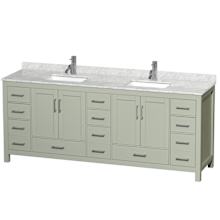 Sheffield 84" Free Standing Double Basin Vanity Set with Cabinet and Marble Vanity Top