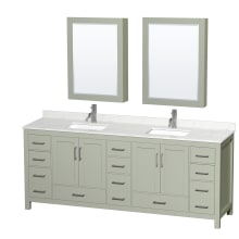 Sheffield 84" Free Standing Double Basin Vanity Set with Cabinet, Quartz Vanity Top, and Medicine Cabinet