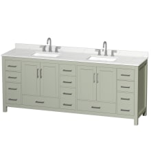 Sheffield 84" Free Standing Double Basin Vanity Set with Cabinet and Quartz Vanity Top