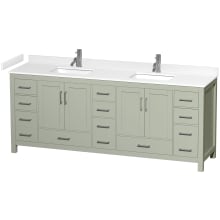 Sheffield 84" Free Standing Double Basin Vanity Set with Cabinet and Cultured Marble Vanity Top