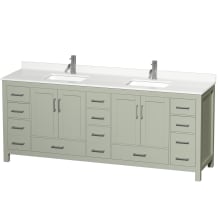 Sheffield 84" Free Standing Double Basin Vanity Set with Cabinet and Quartz Vanity Top