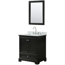 Deborah 30" Free Standing Single Vanity Set with Wood Cabinet, Marble Vanity Top, and Framed Mirror