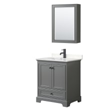 Deborah 30" Free Standing Single Basin Vanity Set with Cultured Marble Vanity Top and Framed Mirror