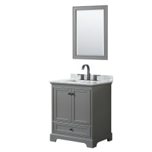 Deborah 30" Free Standing Single Vanity Set with Wood Cabinet, Marble Vanity Top, and Framed Mirror