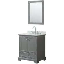 Deborah 30" Free Standing Single Vanity Set with Wood Cabinet, Marble Vanity Top, and Framed Mirror