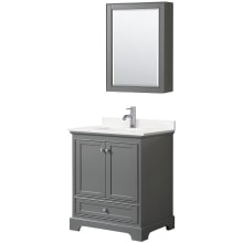 Deborah 30" Free Standing Single Basin Vanity Set with Cabinet, Quartz Vanity Top, and Medicine Cabinet