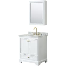 Deborah 30" Free Standing Single Vanity Set with Wood Cabinet, Marble Vanity Top, and Medicine Cabinet