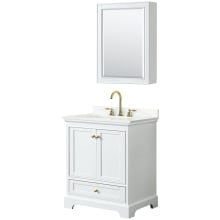 Deborah 30" Free Standing Single Basin Vanity Set with Cabinet, Quartz Vanity Top, and Medicine Cabinet