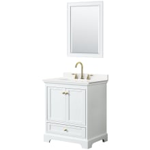 Deborah 30" Free Standing Single Basin Vanity Set with Cabinet, Quartz Vanity Top, and Framed Mirror