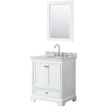 Deborah 30" Free Standing Single Vanity Set with Wood Cabinet, Marble Vanity Top, and Framed Mirror