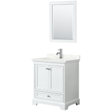 Deborah 30" Free Standing Single Basin Vanity Set with Cabinet, Quartz Vanity Top, and Framed Mirror