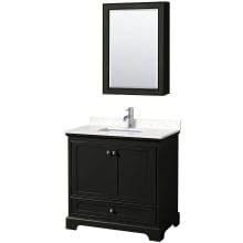 Deborah 36" Free Standing Single Basin Vanity Set with Cultured Marble Vanity Top and Framed Mirror