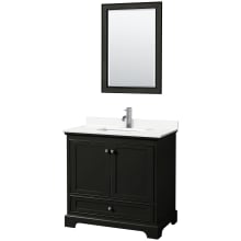 Deborah 36" Free Standing Single Basin Vanity Set with Cabinet, Quartz Vanity Top, and Framed Mirror