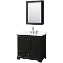 Deborah 36" Free Standing Single Basin Vanity Set with Cabinet, Quartz Vanity Top, and Medicine Cabinet