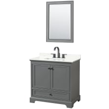Deborah 36" Free Standing Single Basin Vanity Set with Cabinet, Quartz Vanity Top, and Framed Mirror