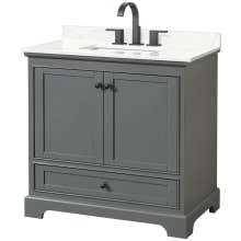 Deborah 36" Free Standing Single Basin Vanity Set with Cabinet and Quartz Vanity Top