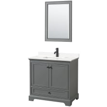 Deborah 36" Free Standing Single Basin Vanity Set with Cabinet, Quartz Vanity Top, and Framed Mirror