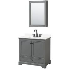 Deborah 36" Free Standing Single Basin Vanity Set with Cabinet, Quartz Vanity Top, and Medicine Cabinet
