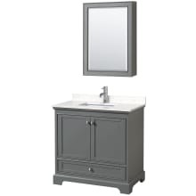 Deborah 36" Free Standing Single Basin Vanity Set with Cultured Marble Vanity Top and Framed Mirror