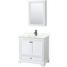 Deborah 36" Free Standing Single Basin Vanity Set with Cabinet, Quartz Vanity Top, and Medicine Cabinet