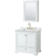 Deborah 36" Free Standing Single Vanity Set with Wood Cabinet, Marble Vanity Top, and Medicine Cabinet