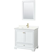 Deborah 36" Free Standing Single Basin Vanity Set with Cabinet, Quartz Vanity Top, and Framed Mirror