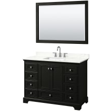 Deborah 48" Free Standing Single Basin Vanity Set with Cabinet, Quartz Vanity Top, and Framed Mirror