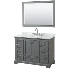 Deborah 48" Free Standing Single Vanity Set with Wood Cabinet, Marble Vanity Top, and Framed Mirror