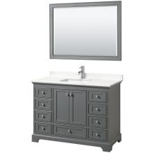 Deborah 48" Free Standing Single Basin Vanity Set with Cabinet, Quartz Vanity Top, and Framed Mirror