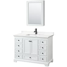 Deborah 48" Free Standing Single Basin Vanity Set with Cabinet, Quartz Vanity Top, and Medicine Cabinet