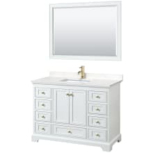Deborah 48" Free Standing Single Basin Vanity Set with Cultured Marble Vanity Top and Framed Mirror