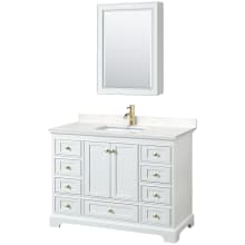 Deborah 48" Free Standing Single Basin Vanity Set with Cultured Marble Vanity Top and Framed Mirror