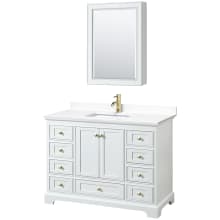 Deborah 48" Free Standing Single Basin Vanity Set with Cultured Marble Vanity Top and Framed Mirror