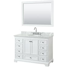 Deborah 48" Free Standing Single Vanity Set with Wood Cabinet, Marble Vanity Top, and Framed Mirror