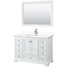 Deborah 48" Free Standing Single Basin Vanity Set with Cultured Marble Vanity Top and Framed Mirror