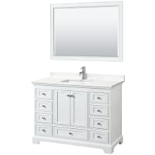 Deborah 48" Free Standing Single Basin Vanity Set with Cabinet, Quartz Vanity Top, and Framed Mirror
