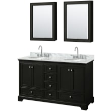 Deborah 60" Free Standing Double Vanity Set with Wood Cabinet, Marble Vanity Top, and Medicine Cabinet