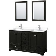 Deborah 60" Free Standing Double Basin Vanity Set with Cultured Marble Vanity Top and Framed Mirror