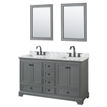 Deborah 60" Free Standing Double Vanity Set with Wood Cabinet, Marble Vanity Top, and Framed Mirror