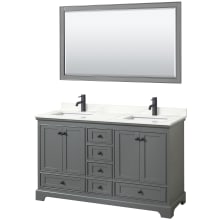 Deborah 60" Free Standing Double Basin Vanity Set with Cabinet, Quartz Vanity Top, and Framed Mirror